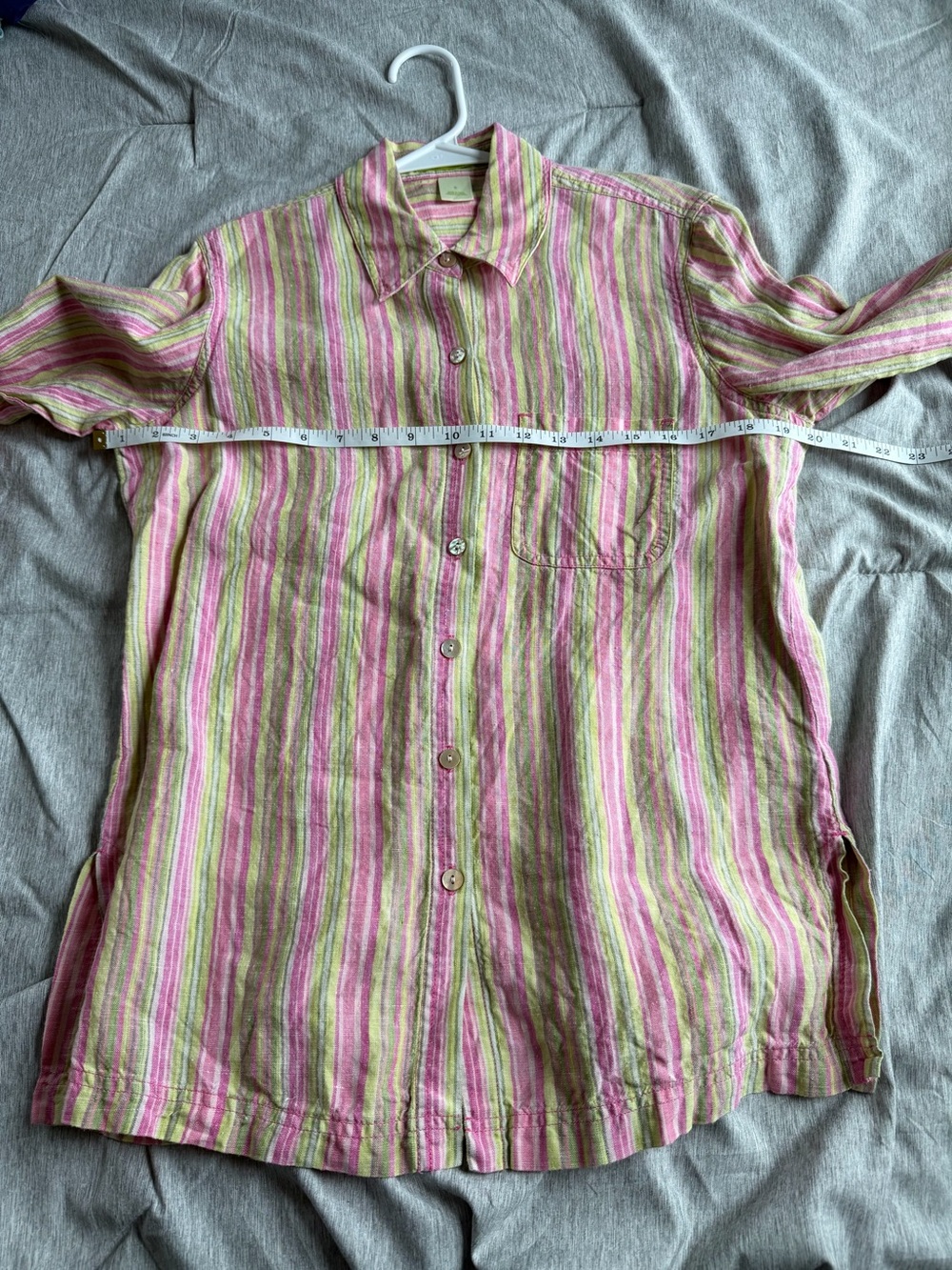 Sigrid Olsen Women 100% Linen Striped Long Sleeve Button Down Shirt Small Beach - Picture 9 of 11